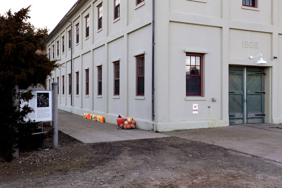 History Sign and Buoys, DEM Marine Fisheries Building, Fort Wetherill, 2023